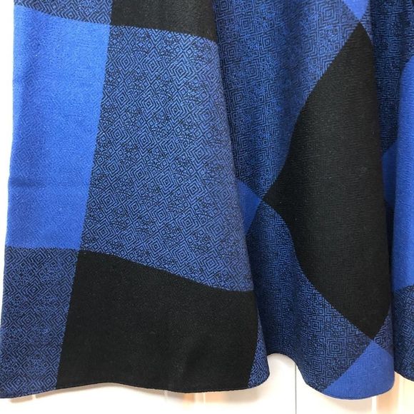 Vintage St Michael UK Midi Skirt Tag Sz 18 Black Blue Wool Blend - Picture 6 of 6
